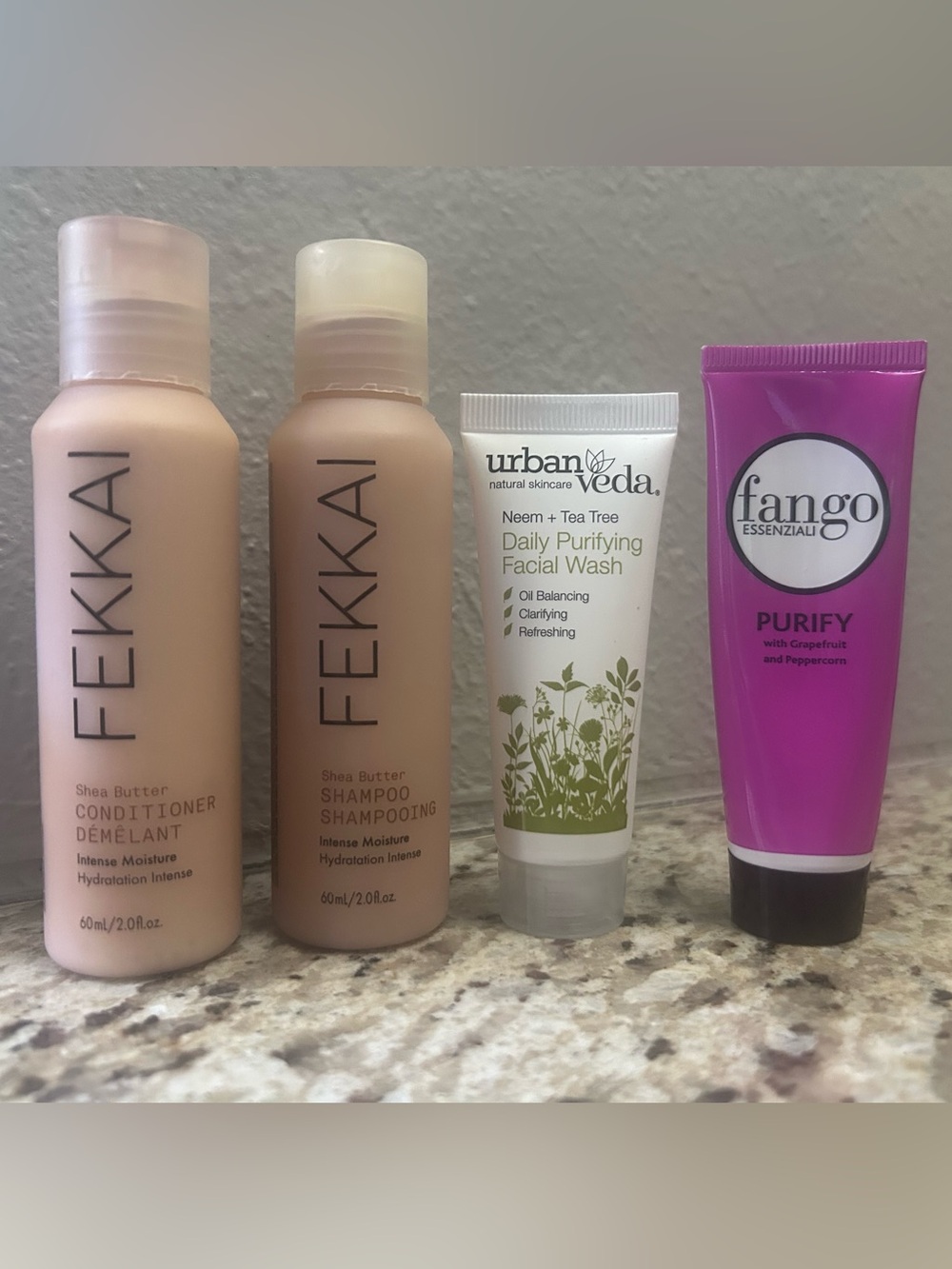 Travel Bundle of 4 - Fekkai Set + Urban Veda Face Wash + Fango Purify